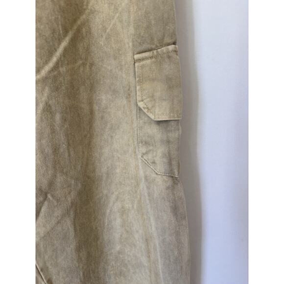 Pretty Little Thing Pants 6 Cargo Tapered Pockets Green Elastic Waist Boho - Picture 4 of 13